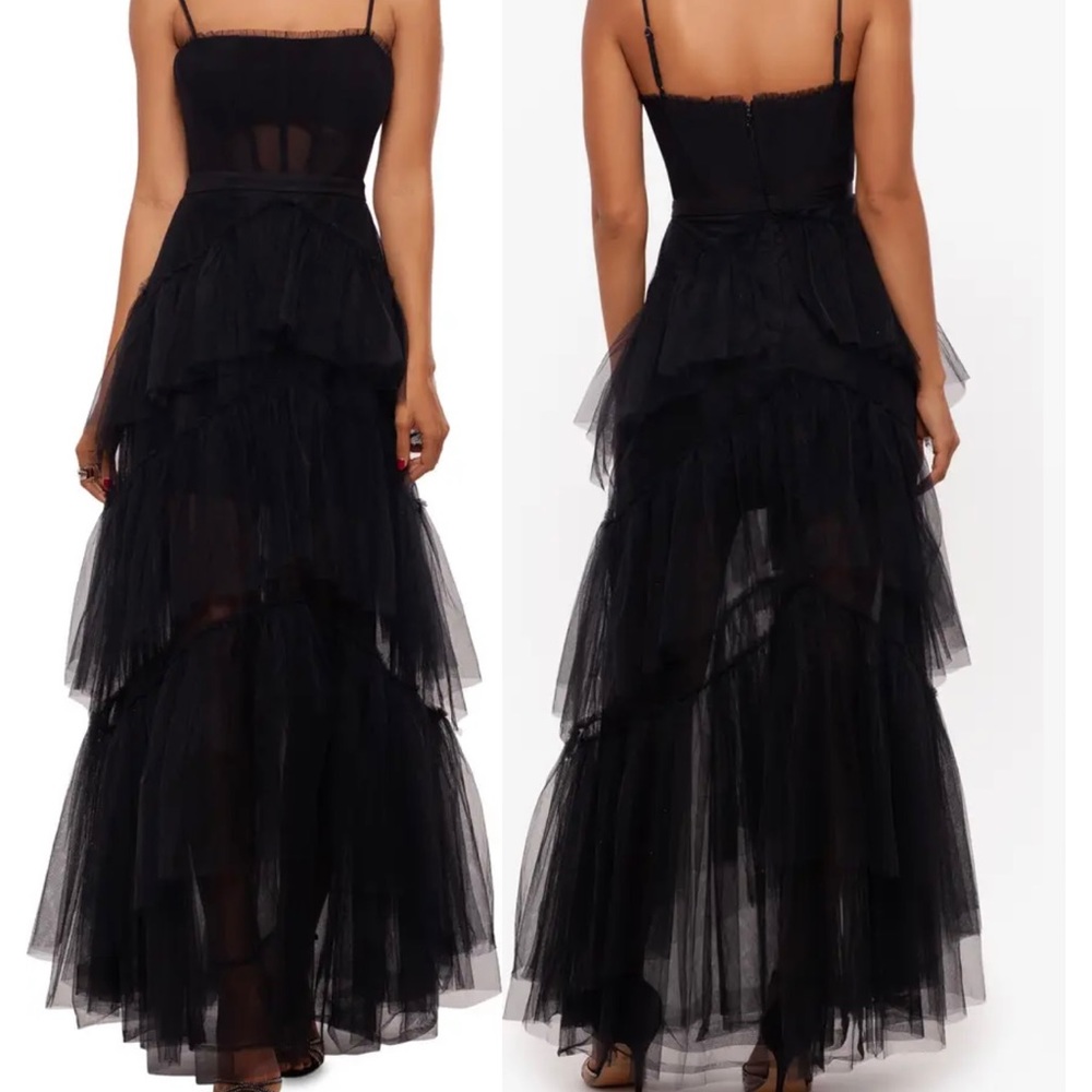 Tiered Tulle Ruffle Gown Betsy & Adam